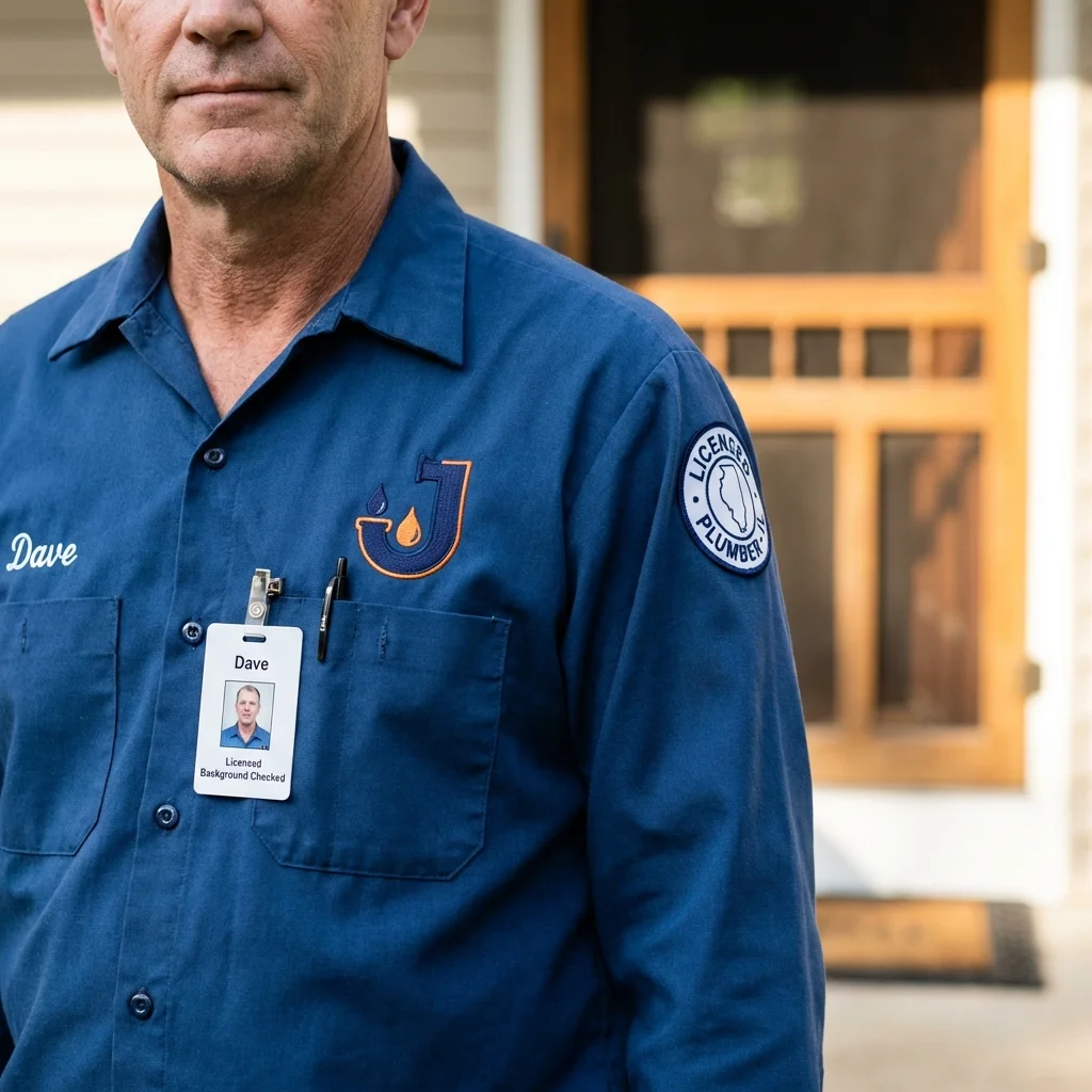 Licensed plumber showing ID badge in Plattsmouth, NE